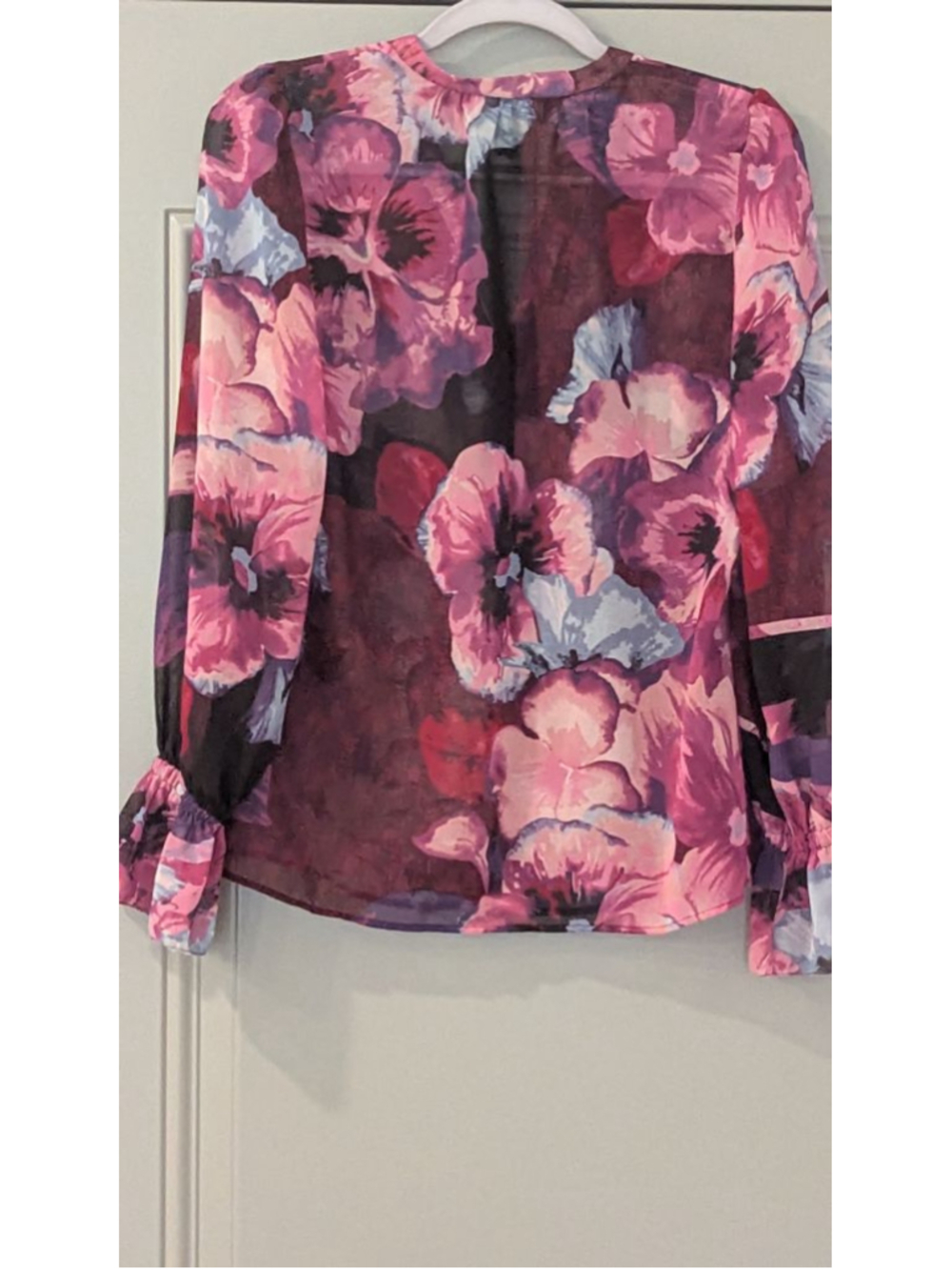 Women's WHBM Pink Purple Floral Blouse XXS - Picture 7 of 8